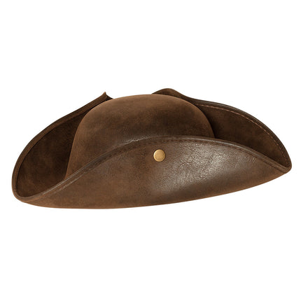 Chapeau de pirate Faux cuir marron 40cm