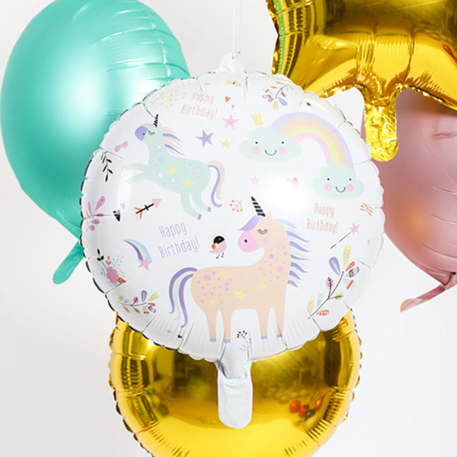 Ballon à l'hélium Happy Birthday Licorne Vide 45cm