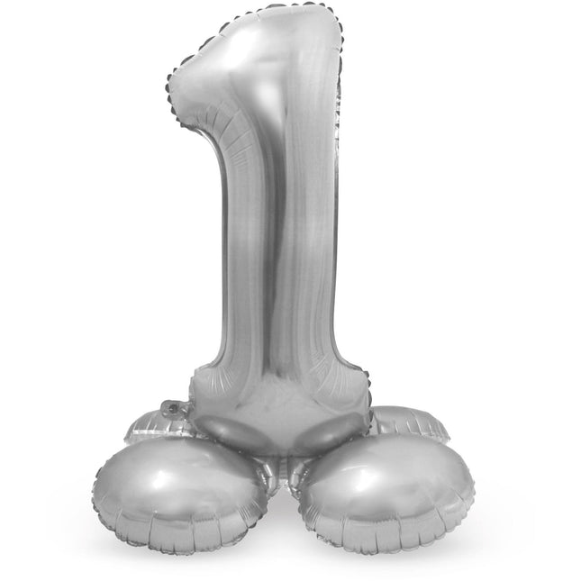 Ballon de baudruche Figure 1 Argent avec support 72cm