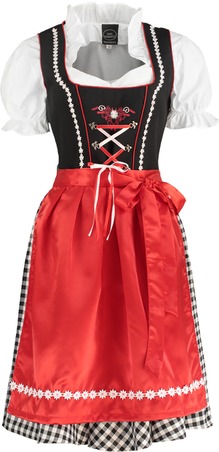 Robe Dirndl noire et blanche Oktoberfest Ladies Checkered