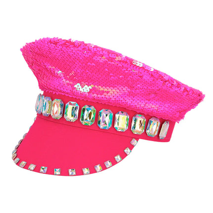 Casquette rose à paillettes réversible