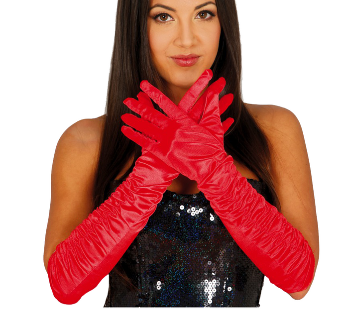 Gants d'Halloween Velours Rouge 45cm