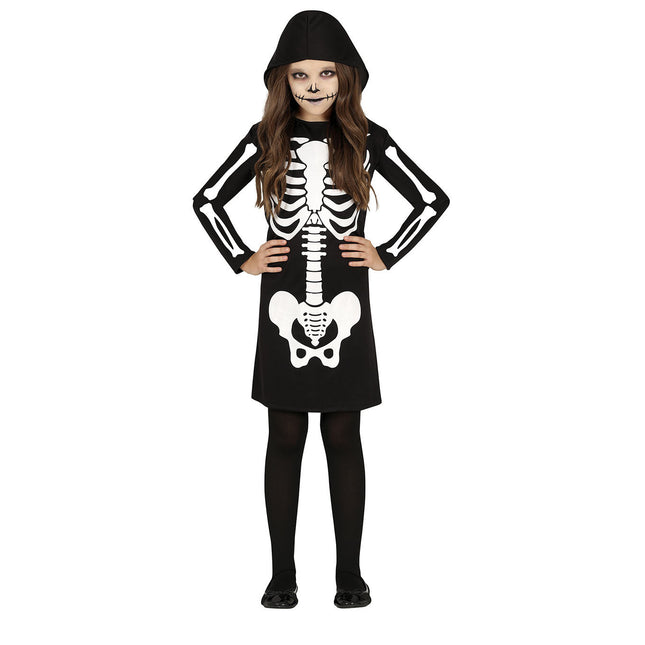 Costume d'Halloween Squelette Fille Noir Blanc