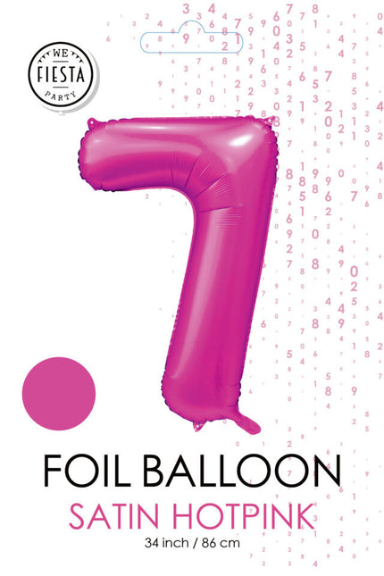 Ballon numéro Fuchsia 7 ans brillant 86cm