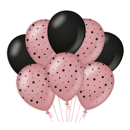 Ballons noirs or rose 30cm 6pcs