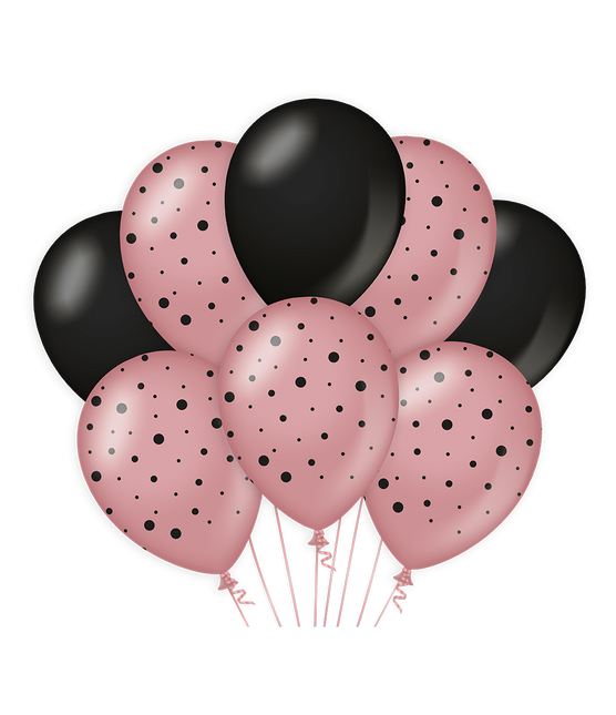 Ballons noirs or rose 30cm 6pcs