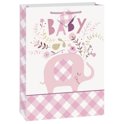 Sac cadeau bébé éléphant rose