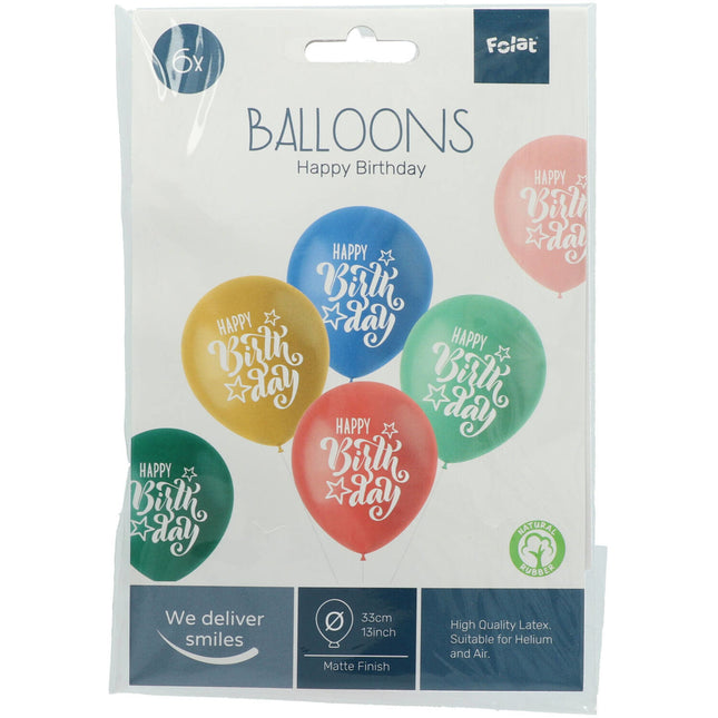 Ballons Happy Birthday 33cm 6pcs