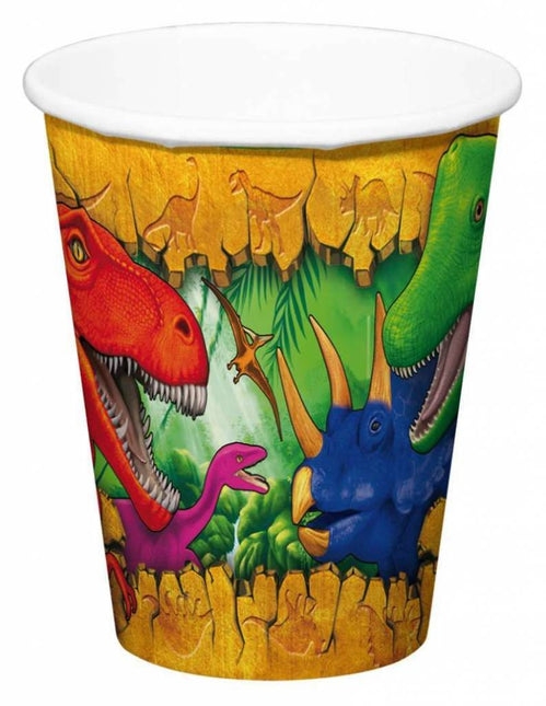 Gobelets dinosaures en carton 250ml 6pcs