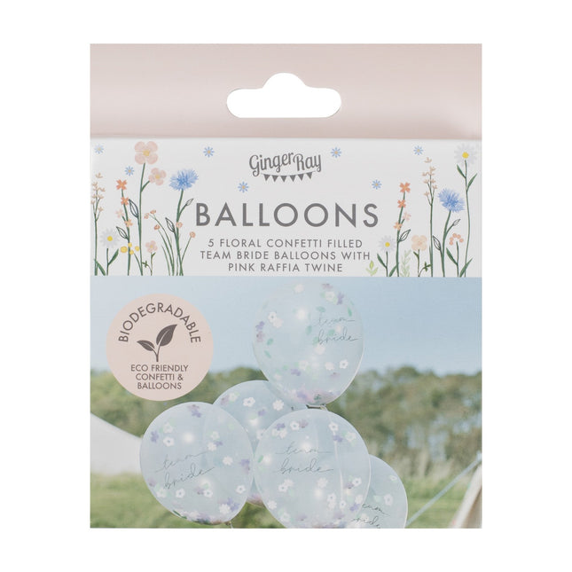 Ballons confettis Team Bride Flowers 30cm 5pcs