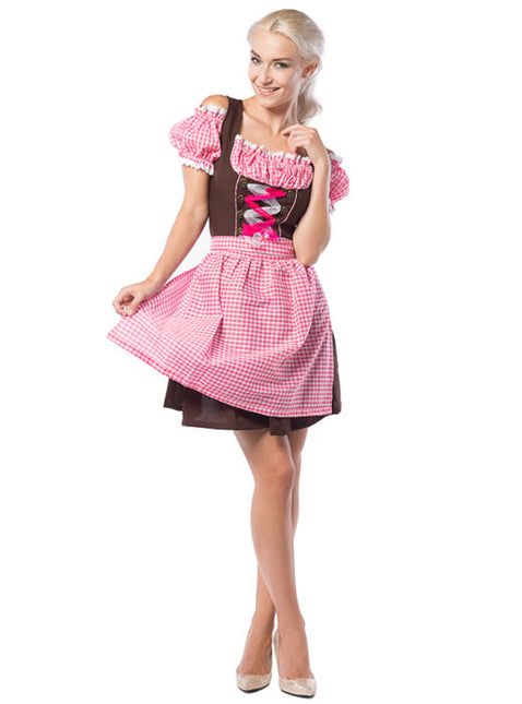 Robe Dirndl Oktoberfest Rose Marron