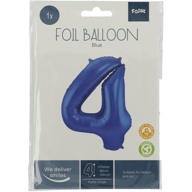 Ballon de baudruche Figure 4 Bleu mat XL 86cm vide