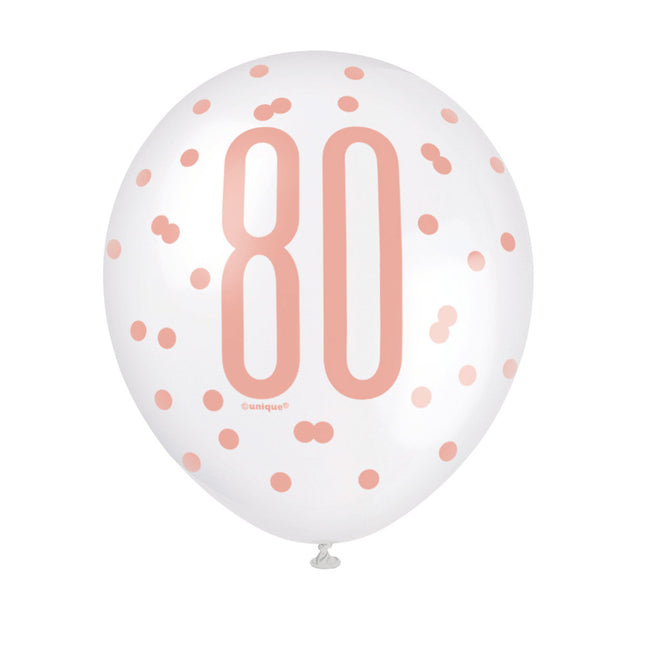 Ballons 80 Years Rose Gold 30cm 6pcs