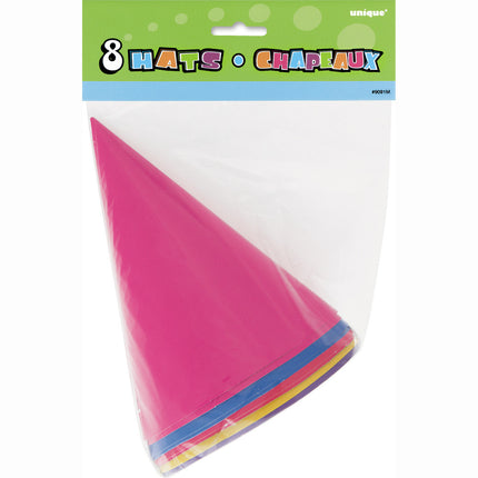 Chapeaux de fête en carton coloré 17.2cm 8pcs