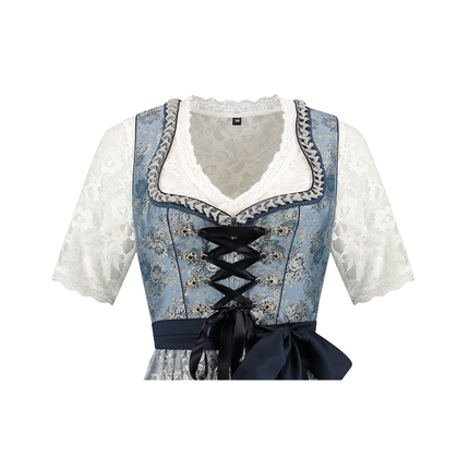 Blue Silver Dirndl Dress Oktoberfest Ladies 2 Piece