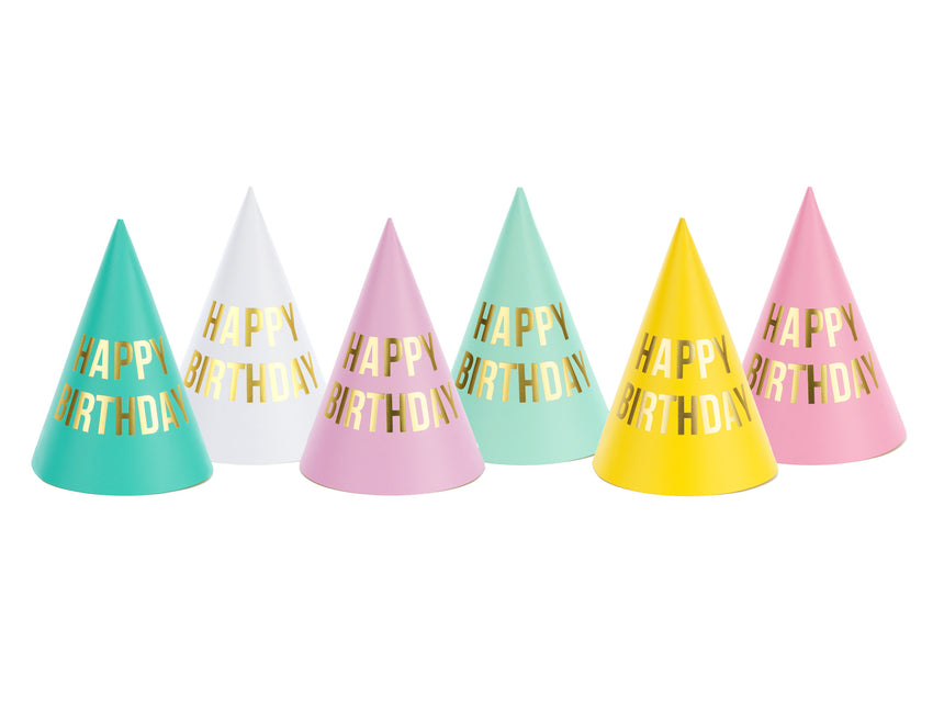 Chapeaux d'anniversaire 16cm 6pcs