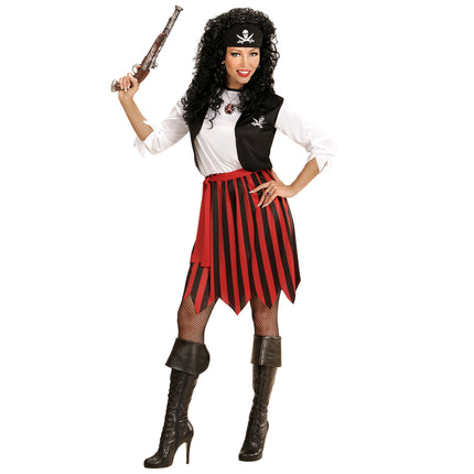 Robe Pirate Noir Rouge Dames Rayée Avec Gilet