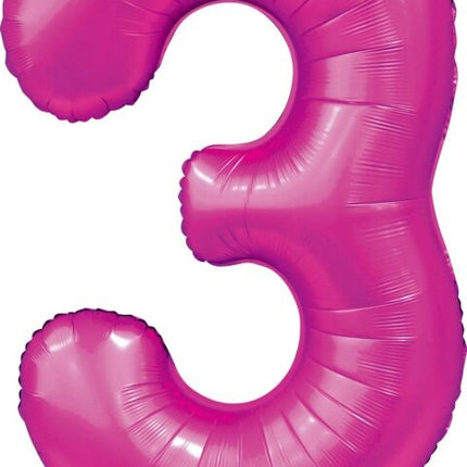 Fuchsia Figure Balloon 3 Years Gloss 86cm