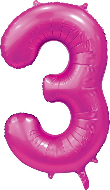 Fuchsia Figure Balloon 3 Years Gloss 86cm