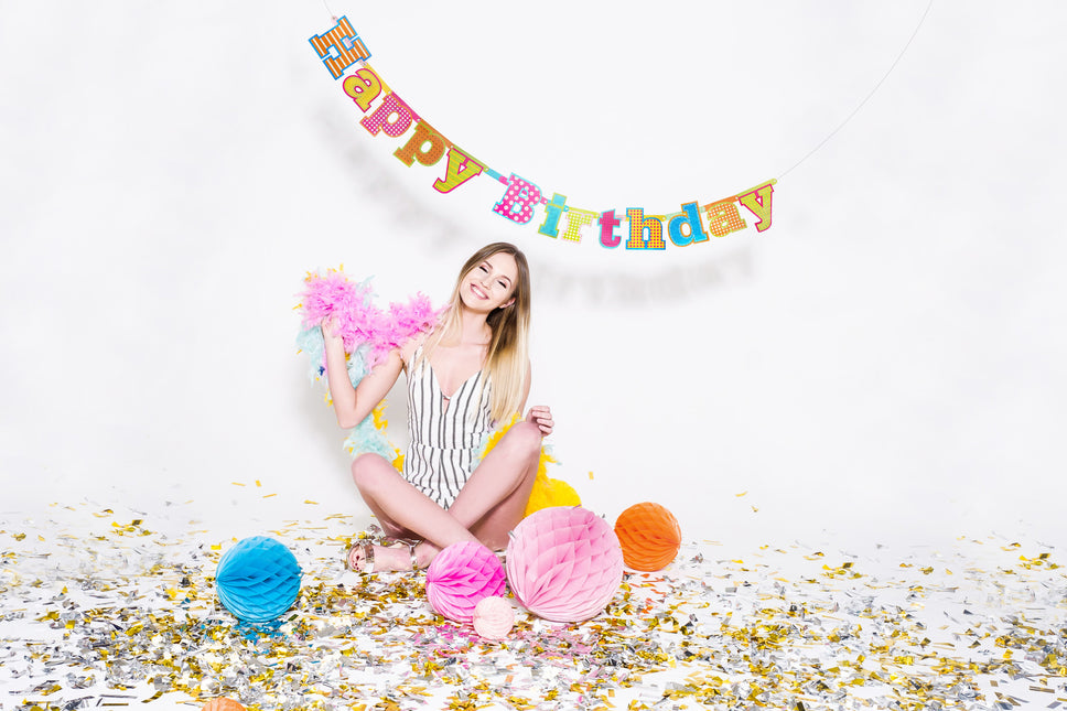 Guirlande de lettres Happy Birthday colorées 1.7m