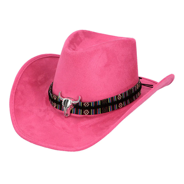 Chapeau de cow-boy rose Luxe