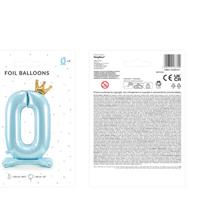 Ballon de baudruche Figure 0 Bleu clair Standard Vide 84cm