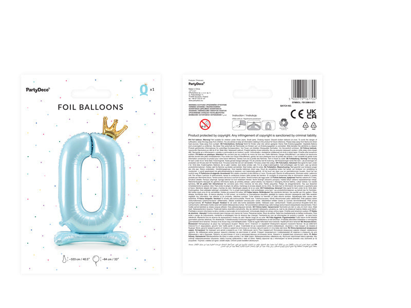 Ballon de baudruche Figure 0 Bleu clair Standard Vide 84cm