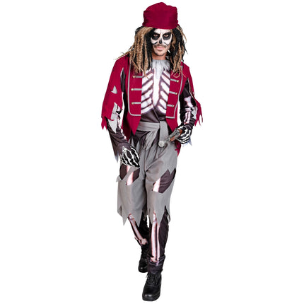 Costume d'Halloween Squelette pirate pour homme