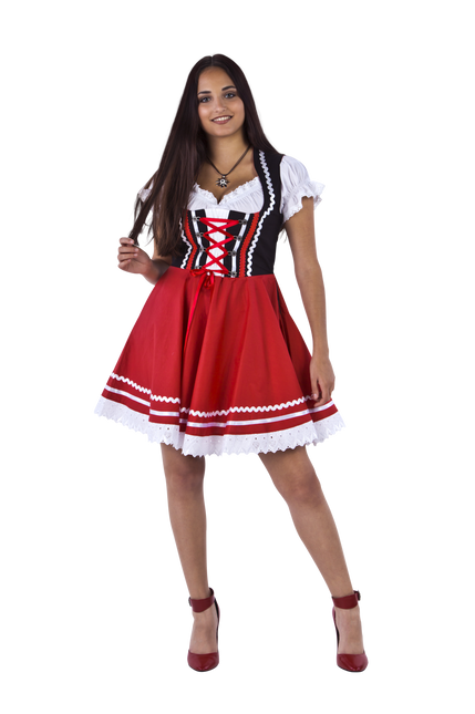 Dirndl 2-dlg.noir/rouge, blouse Carmen