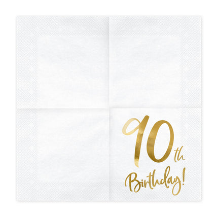 Serviettes de table 90 Years White 33cm 20pcs