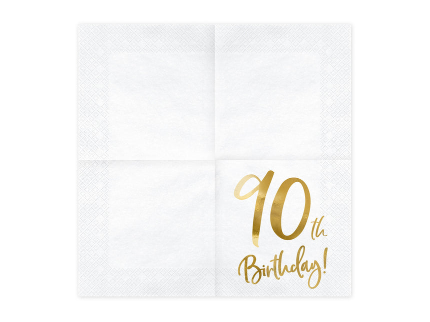 Serviettes de table 90 Years White 33cm 20pcs