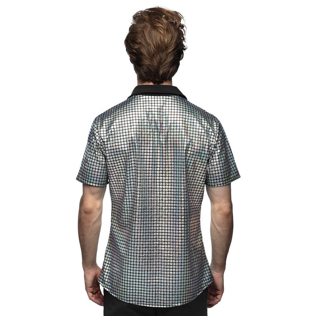 Chemise Disco Argent Métallique