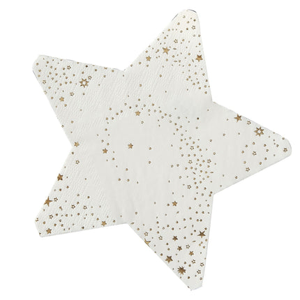 Serviettes de table étoiles or/blanc 16,5cm 16pcs