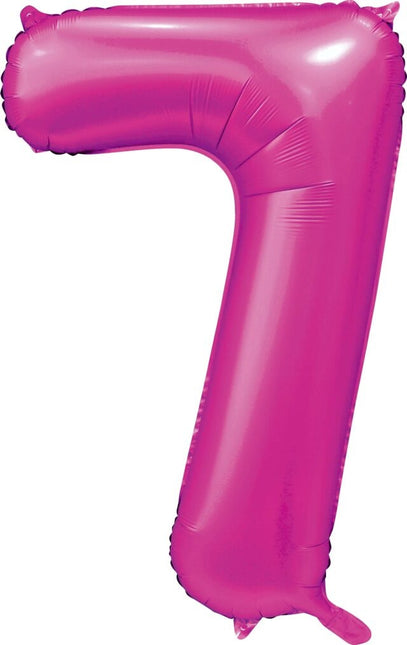 Ballon numéro Fuchsia 7 ans brillant 86cm