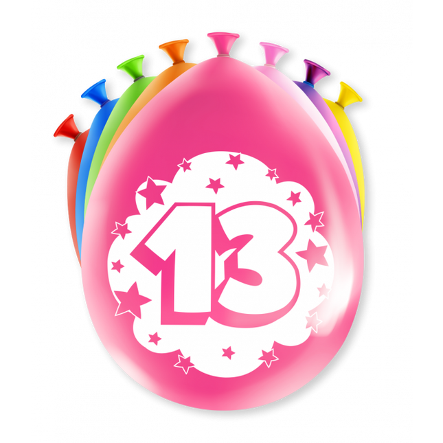 Ballons 13 ans Multicolore 30cm 8pcs