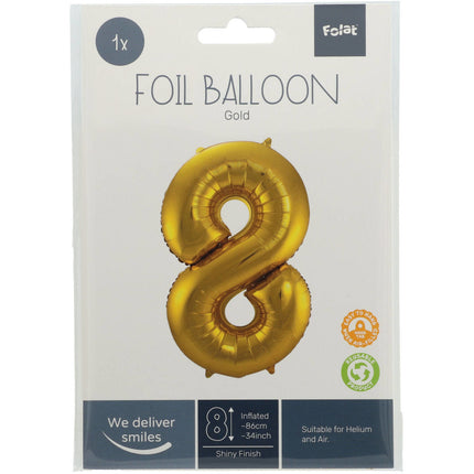 Ballon de baudruche Figure 8 Gold Metallic XL 86cm vide