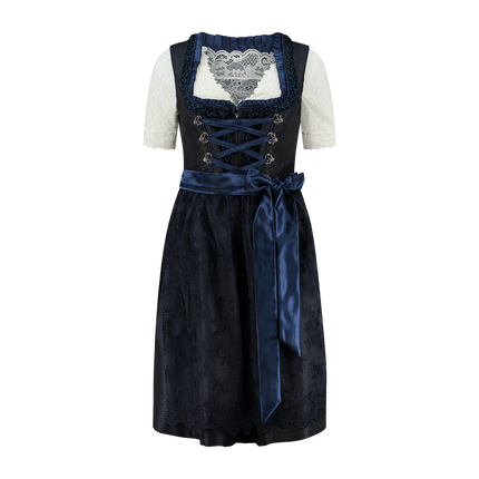 Bleu foncé Robe Dirndl Oktoberfest Femmes 2 Pièces