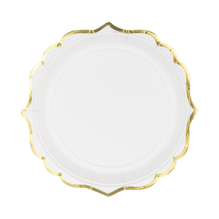 Assiettes blanches à bord doré 18.5cm 6pcs