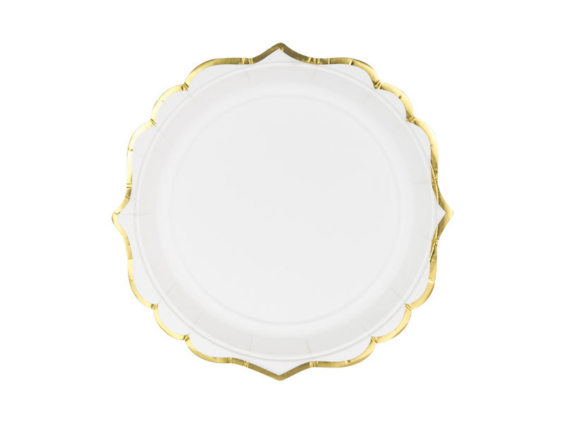 Assiettes blanches à bord doré 18.5cm 6pcs