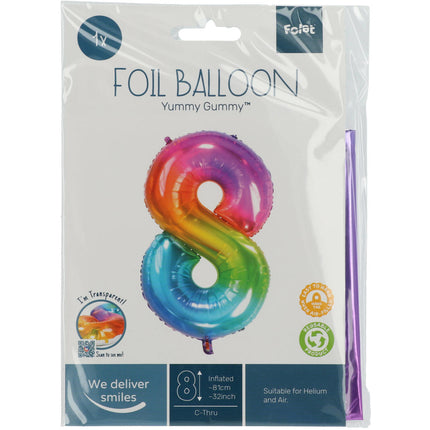 Ballon de baudruche Figure 8 Arc-en-ciel XL 81cm vide