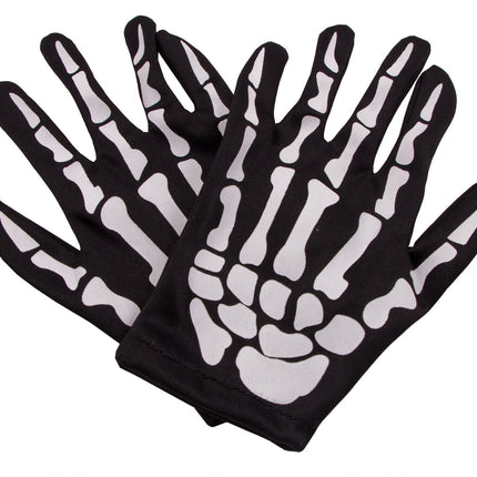 Gants d'Halloween Squelette Enfant Noir