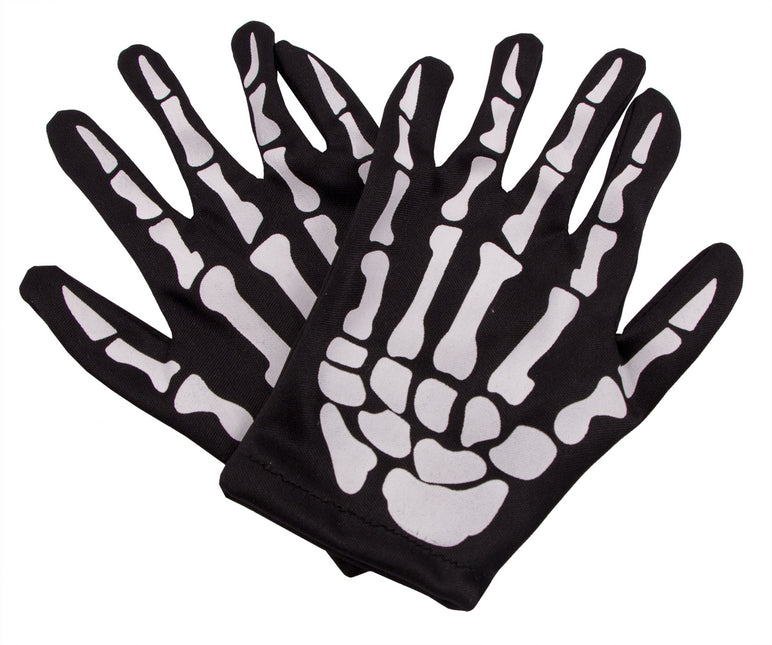 Gants d'Halloween Squelette Enfant Noir