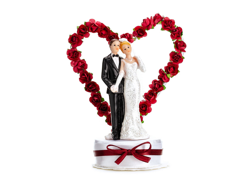 Décor de gâteau Couple de mariage Coeur 16cm