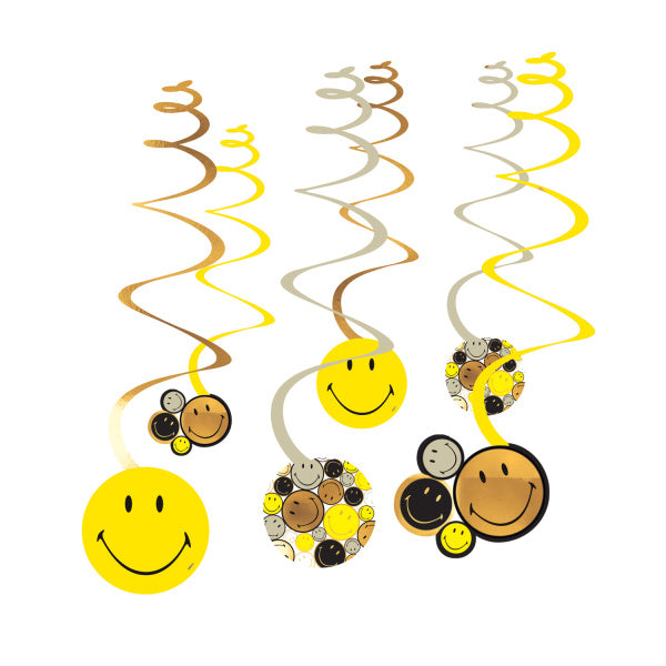 Décoration suspendue colorée Smiley 1.3m 6pcs