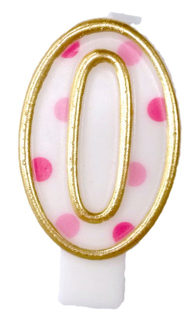 Bougie 0 an Pink Dots 8.5cm