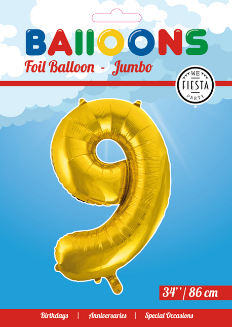 Ballon de baudruche Figure 9 Or XL 86cm vide