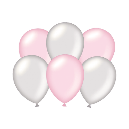 Ballons Silver/Pink 30cm 6pcs