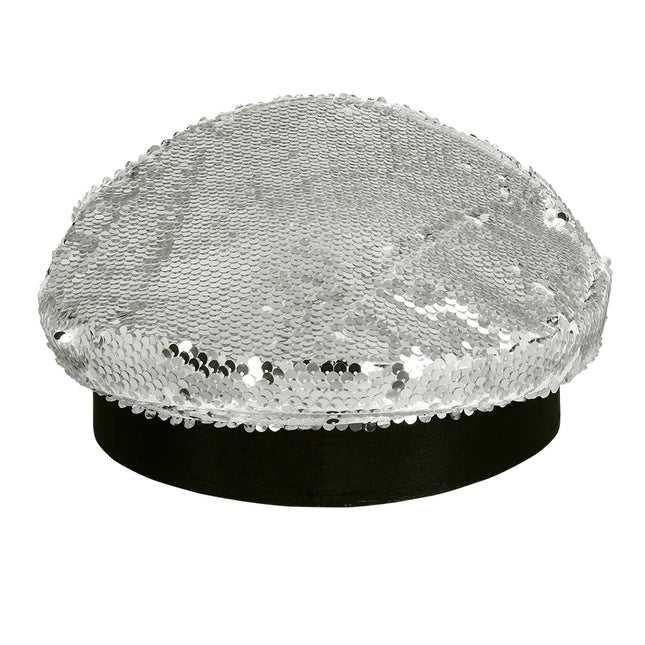 Casquette noire argentée paillettes