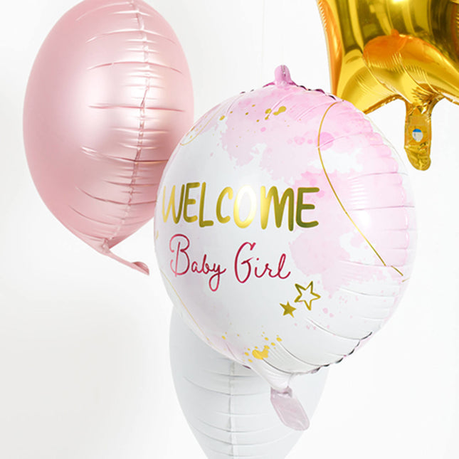 Ballon à l'hélium Welcome Girl Rose Vide 45cm