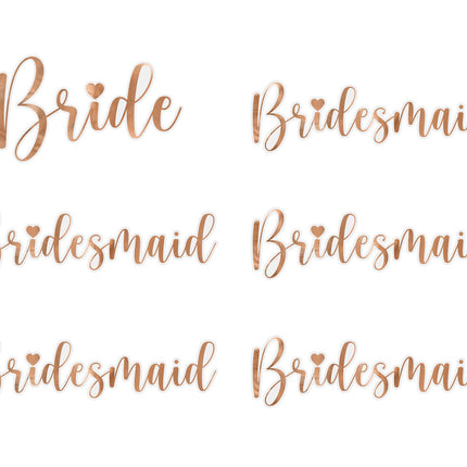 Autocollants en verre Rose Gold Bride & Bridesmaid